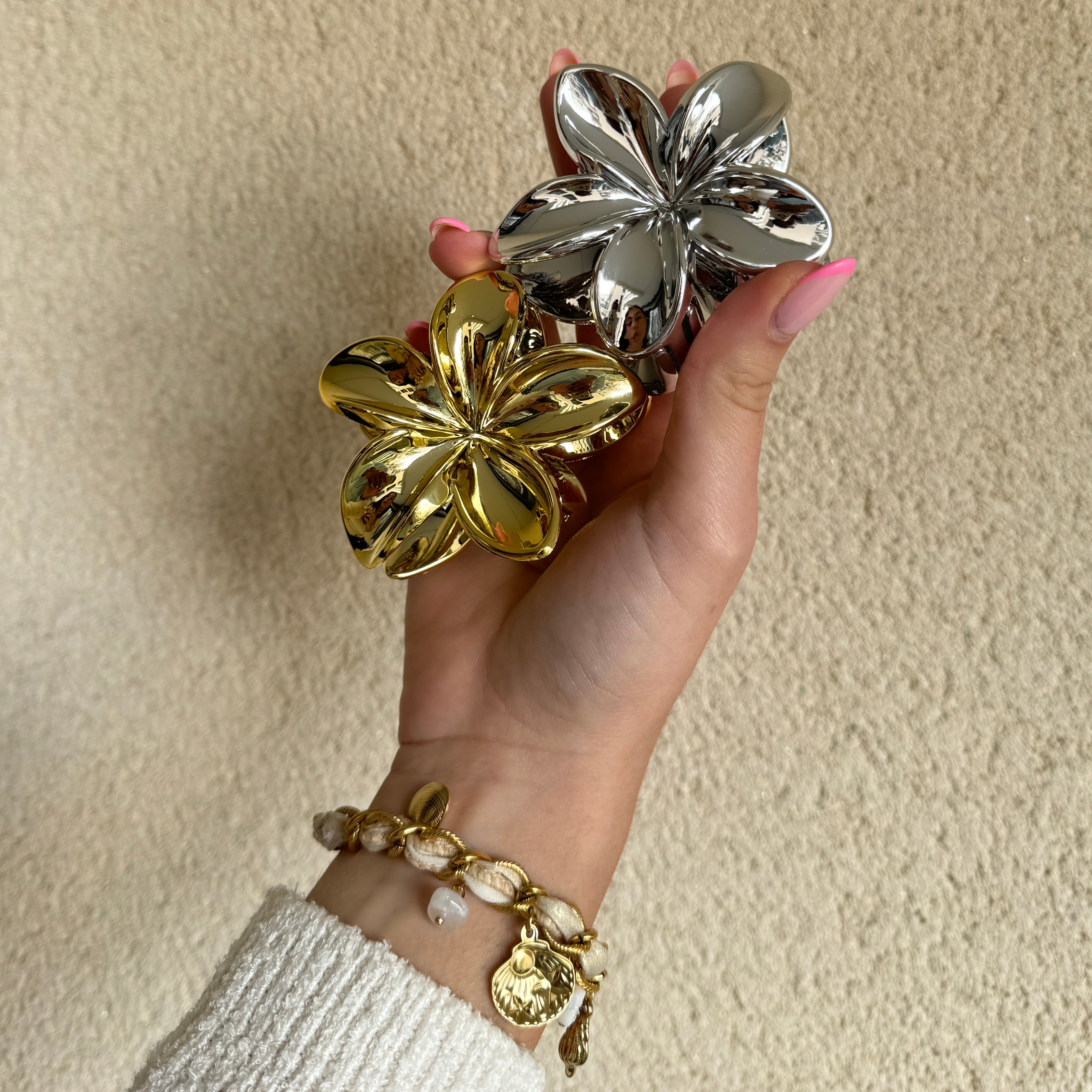 Pince à Cheveux Fleur Métallisée