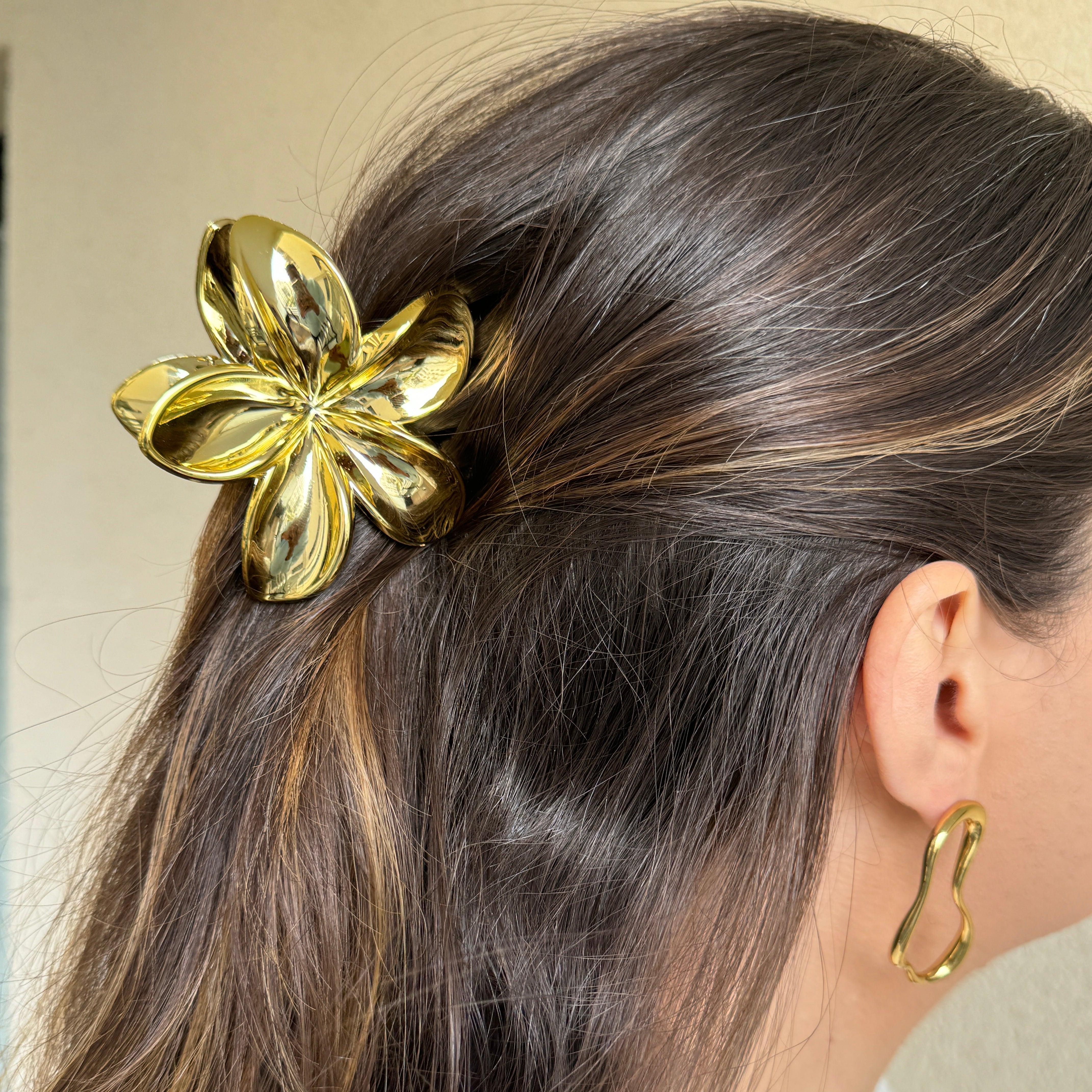 Pince à Cheveux Fleur Métallisée
